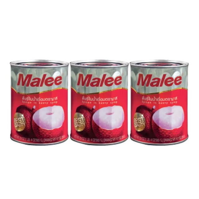 18. MALEE Lychee in Syrup 20 oz x 3 มาลี ลิ้นจี่ในน้ำเชื่อม 20 ออนซ์ x3 - Image 1