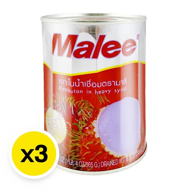 19. MALEE Rambutan in Syrup 20 oz x 3 มาลี เงาะในน้ำเชื่อม 20 ออนซ์ x3 - Image 1