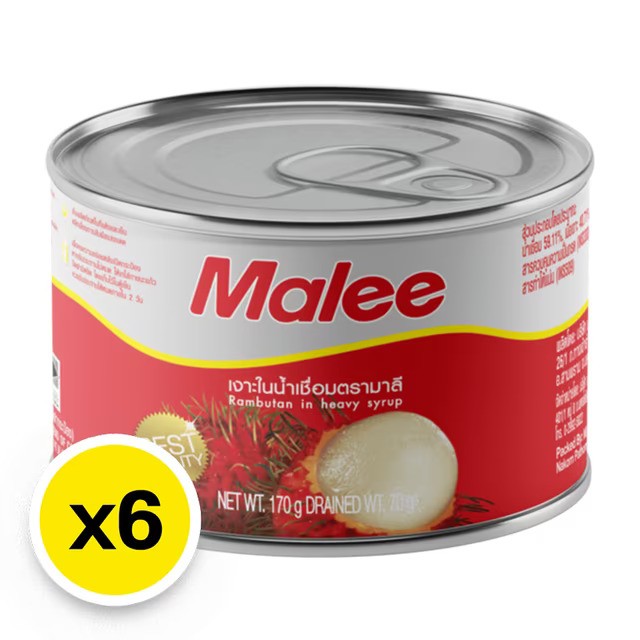 20. MALEE Rambutan in Syrup 6 oz x 6 มาลี เงาะในน้ำเชื่อม 6 ออนซ์ x6 - Image 1