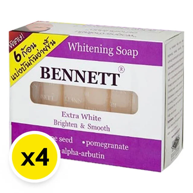 BENNETT Whitening Soap Extra White 130g x 4 เบนเนตต์ ไวท์เทนนิ่ง เอ็กซ์ตร้าไวท์ 130 กรัม x 4 - Image 1