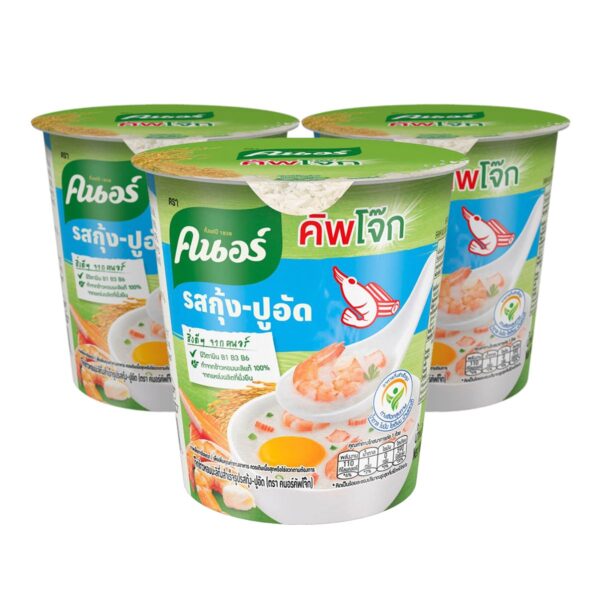 Cup Jok instant jasmine rice porridge shrimp crab stick flavor 45 g pack of 3
