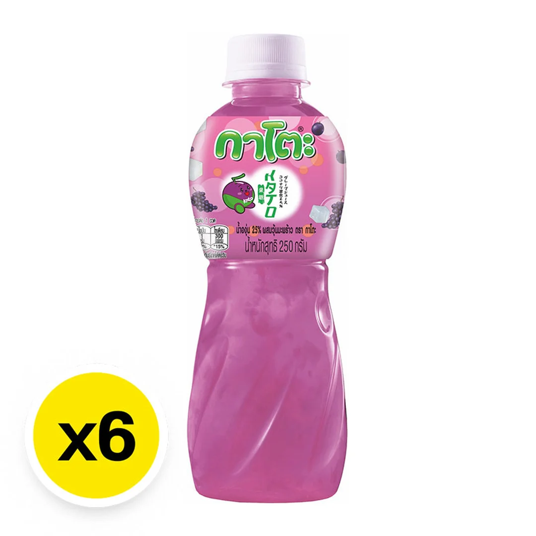 KATO 25% Grape Juice with Nata de Coco 250 ml x 6 น้ำองุ่นผสมวุ้นมะพร้าว 250 มล. x 6 - Image 1
