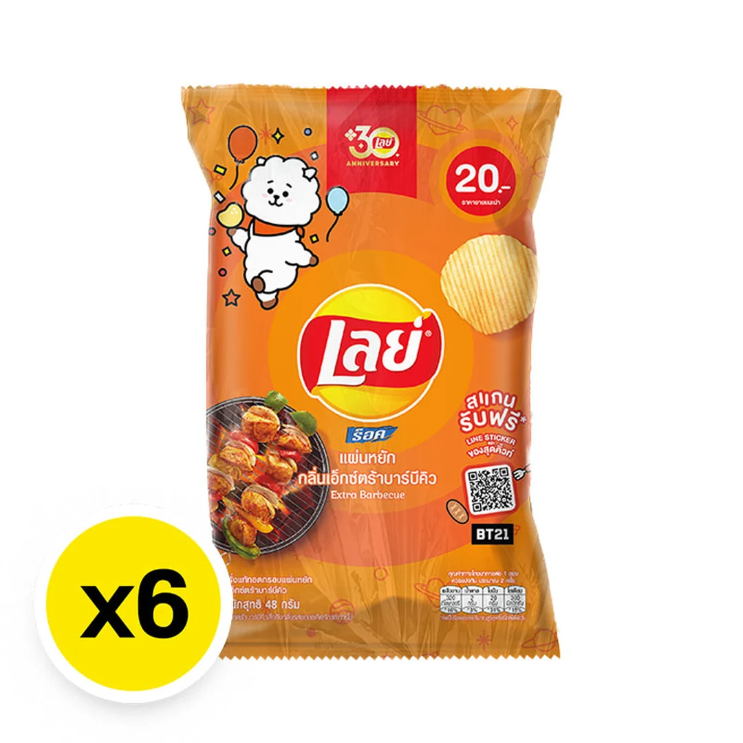 LAY'S Rock Potato Chips BBQ 48 g x 6 Lay's potato chips, extra barbecue flavor - Image 1