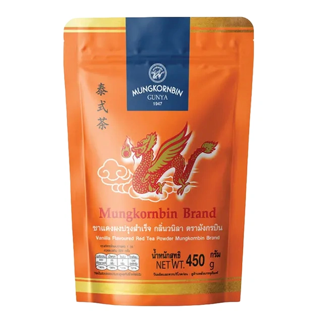 MUNGKORNBIN Thai Red Tea 450 g 1 ชาแดงผงปรุงสำเร็จ กลิ่นวานิลา ตรามังกรบิน 450 กรัม - Image 1