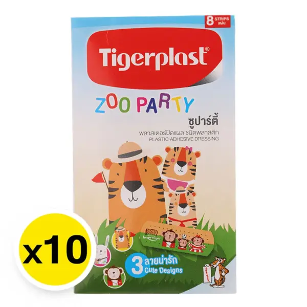 TIGERPLAST Plastic Adhesive Dressings Zoo Party 8 sheets x 10