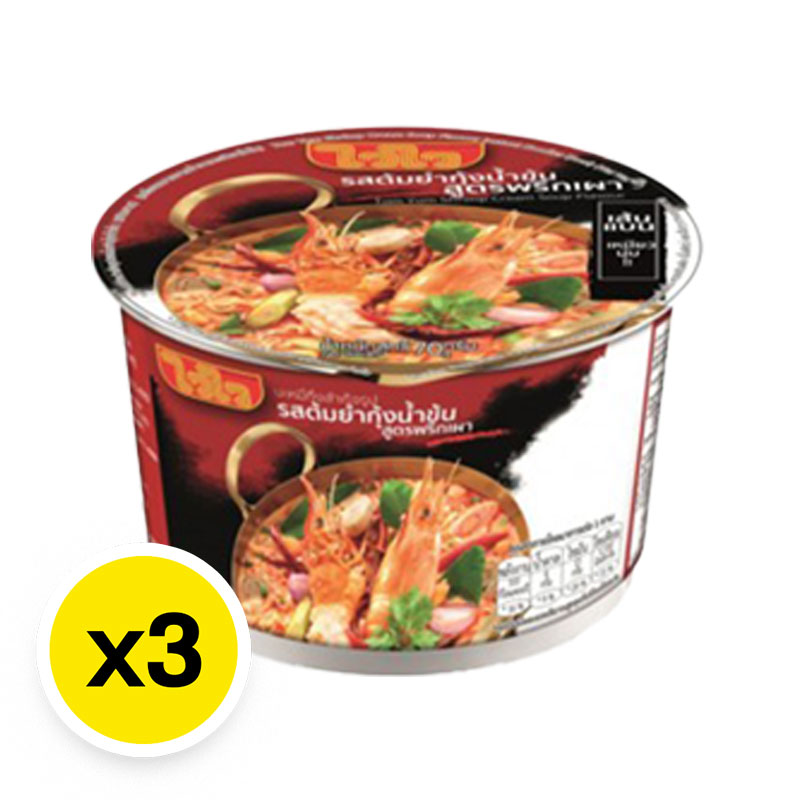 WAIWAI Instant Noodle Tom Yum Shrimp Cream Soup 70 g x 3 y