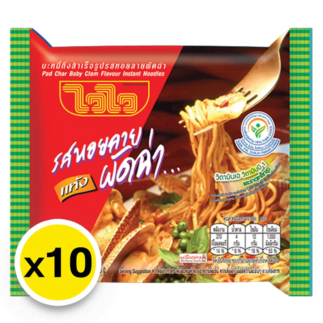 WAIWAI Instant Noodles Pad Char Baby Clam Flavour 60 g x 10
