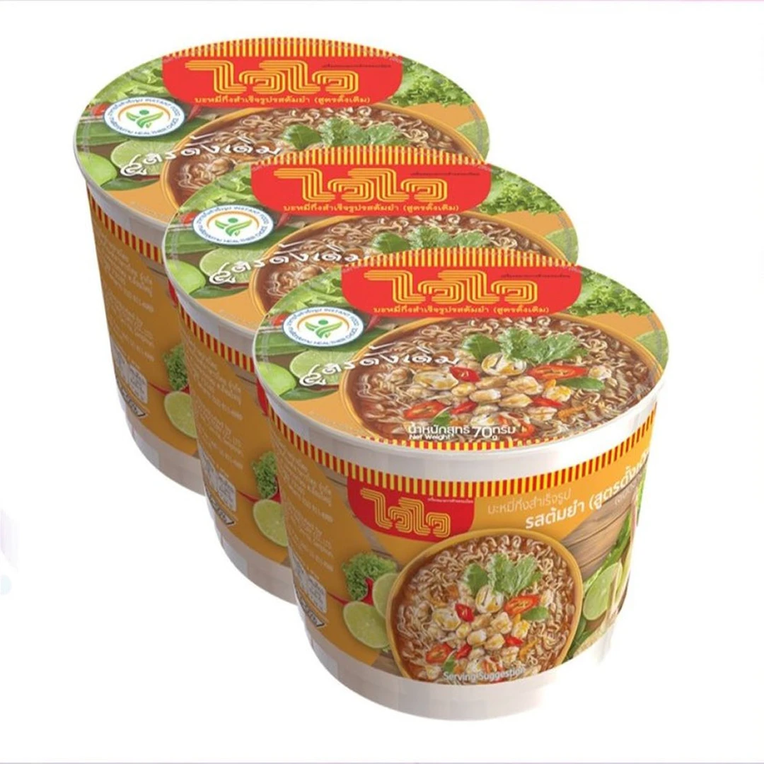 WAIWAI Instant Noodles in Bowl Original Tom Yum Flavor 70 g x 3