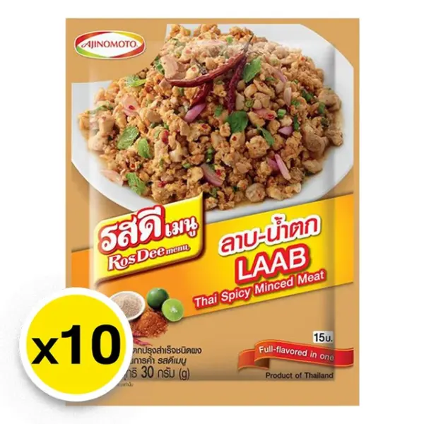 ROSDEE MENU LAAB NAMTOK THAI LASAAN SEASONING MIX PACK 30 G X 10