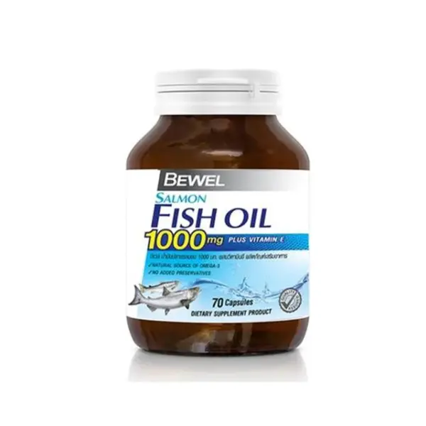BEWEL Dietary Supplement Salmon Fish Oil Plus vitamin E Omega3 1,000 mg 70 Capsule