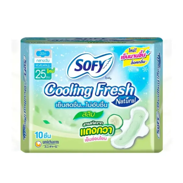 Sofy Cooling Fresh Natural with wings 25cm. 10 pieces