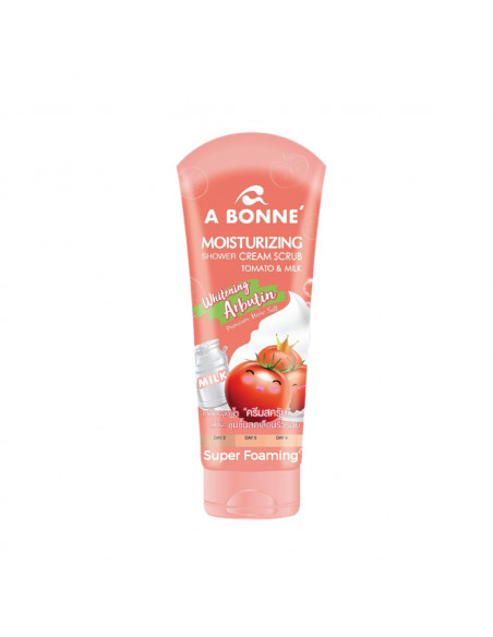 A BONNE Moisturizing Shower Cream Scrub Tomato and Milk 350 G. เอ บอนเน่ มอยส์เจอร์ไรซิ่ง ครีมอาบน้ำ สครับ มะเขือเทศและนม 350 กรัม - Image 1
