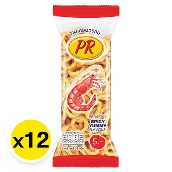 Crispy fried snacks, spicy shrimp flavor, 18 grams x 12