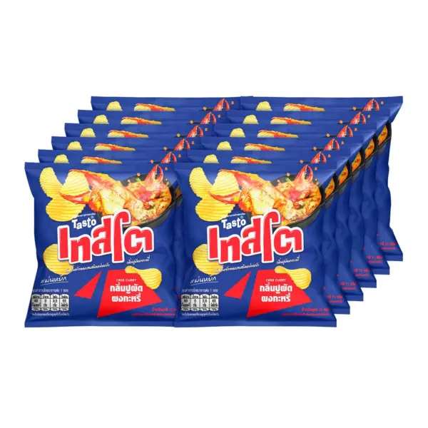 Testo Potato Chips, Wavy, Crab Curry Flavor, 42 g., Pack of 6