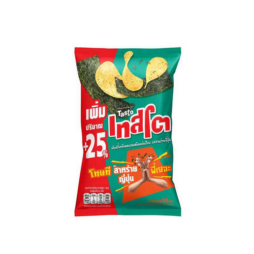 เทสโต มันฝรั่งทอดกรอบแผ่นเรียบ รสสาหร่ายญี่ปุ่น 40 ก. แพ็ค 6 Testo Potato Chips, Japanese Seaweed Flavor, 40 g., Pack of 6 - Image 1
