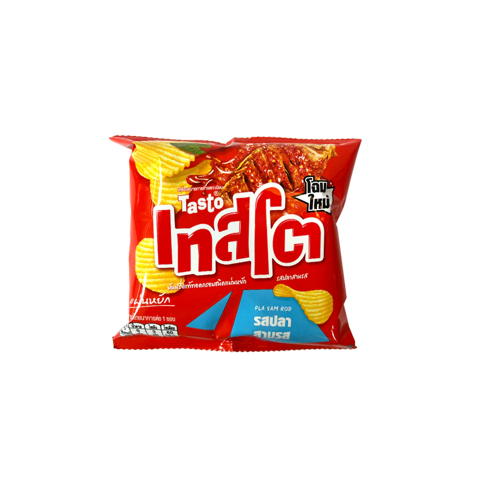 เทสโต มันฝรั่งแท้ทอดกรอบชนิดแผ่นหยัก รสปลาสามรส 11 ก. แพ็ค 12 Testo Potato Chips, Wavy, Three Flavors Fish Flavor, 11 g., Pack of 12 - Image 1
