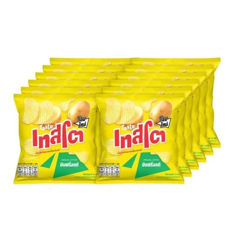 เทสโต มันฝรั่งแท้ทอดกรอบชนิดแผ่นหยัก รสมันฝรั่งแท้ 11 ก. แพ็ค 12 Testo Real Potato Chips, Wavy Type, Real Potato Flavor, 11 g., Pack of 12 - Image 1