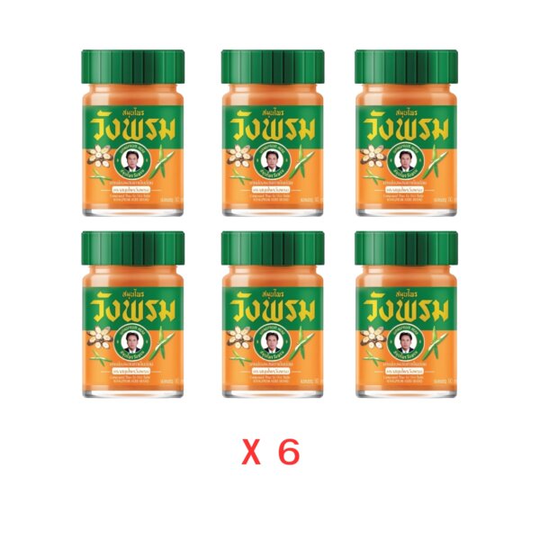 ยาหม่องสมุนไพรวังพรมสูตรเถาเอ็นอ่อน (สีส้ม) 50g ( 6 กล่อง )