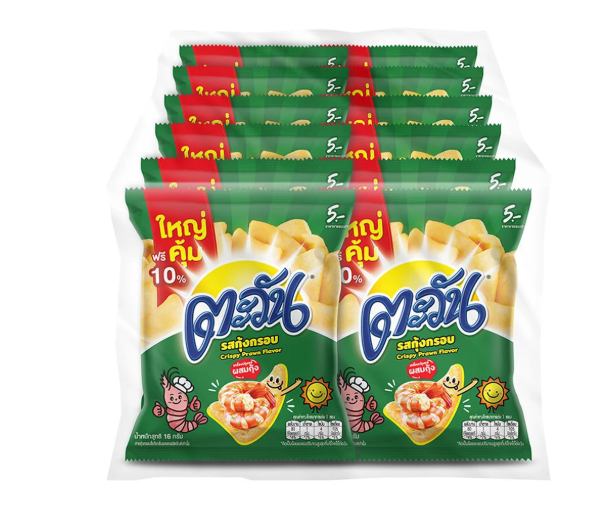 ตะวัน ข้าวเกรียบ รสกุ้งกรอบ 16 ก. x 12+1