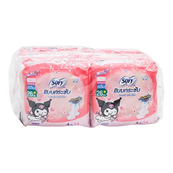 โซฟี แบบกระชับ สลิม ผ้าอนามัย แบบปีก 26 ซม. 4 ชิ้น x 6