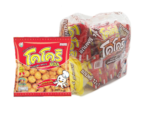 โคโคริ บอล ข้าวโพดอบกรอบ รสปลาหมึก 12 ก. x 12