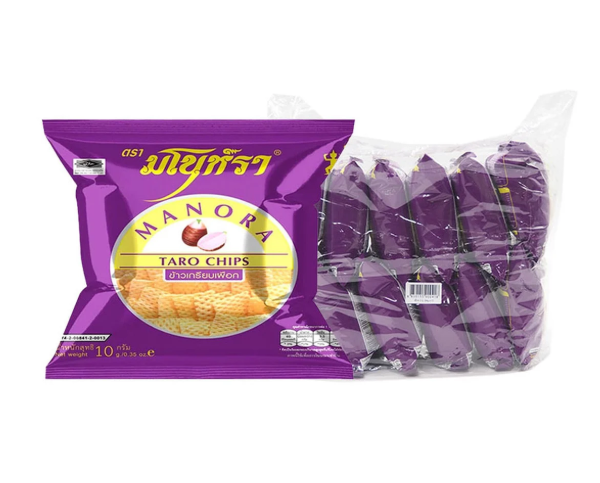 มโนห์รา ข้าวเกรียบทอด รสเผือก 10 ก. x 12