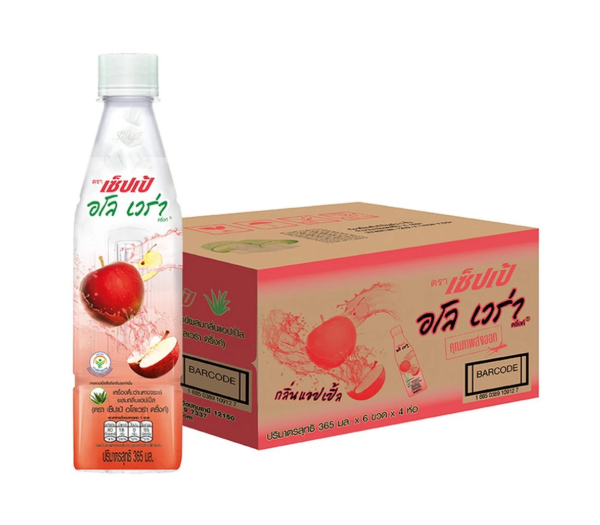 [ยกลัง] เซ็ปเป้ เครื่องดื่ม อโลเวร่า สูตรแอปเปิ้ล Sappe Aloe Vera Drink - Apple จำนวน 24 ขวด