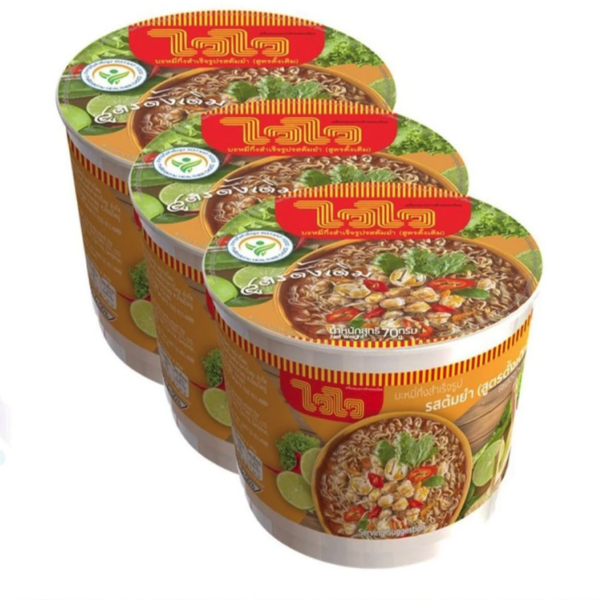 ไวไวชาม บะหมี่กึ่งสำเร็จรูป รสต้มยำสูตรดั้งเดิม 70 ก. x 3