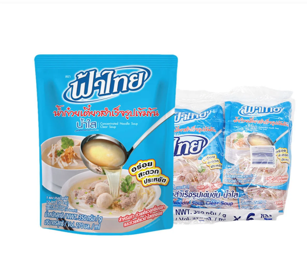 ฟ้าไทย น้ำก๋วยเตี๋ยวสำเร็จรูปเข้มข้น น้ำใส 350 ก. x 6