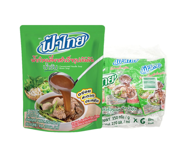 ฟ้าไทย น้ำก๋วยเตี๋ยวสำเร็จรูปเข้มข้น (น้ำข้น) 350 ก. x 6