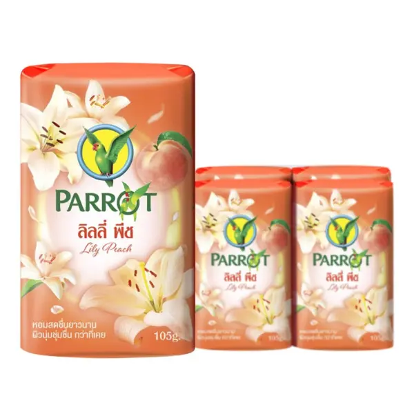 พฤกษานกแก้ว สบู่ก้อน กลิ่นลิลลี่ พีช 105 ก. x 4