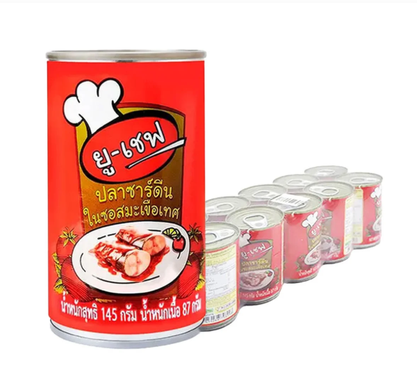 ยูเชฟ ซาร์ดีนในซอสมะเขือเทศ 145 ก. x 10