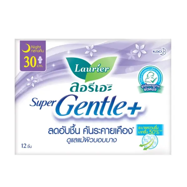 ลอรีเอะ ซูเปอร์ เจนเทิล พลัส ผ้าอนามัยแบบมีปีก 30 ซม. 6 ชิ้น x 6