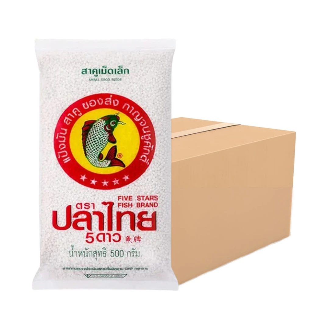 ปลาไทย5ดาว สาคูเม็ดเล็ก 500 กรัม (บรรจุ 40 ซอง/20 กก.)
