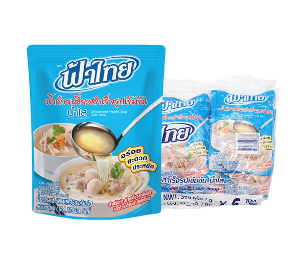 ฟ้าไทย น้ำก๋วยเตี๋ยวสำเร็จรูปเข้มข้น น้ำใส 350 ก. x 6