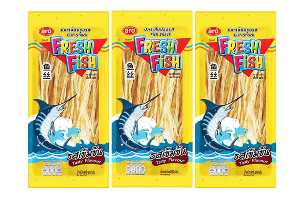 เอโร่ ปลาเส้นปรุงรส รสเข้มข้น 80 ก. x 3