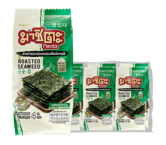 มาชิตะ สาหร่ายทะเลอบกรอบเกาหลี รสออริจินัล 4 ก. 6 ซอง