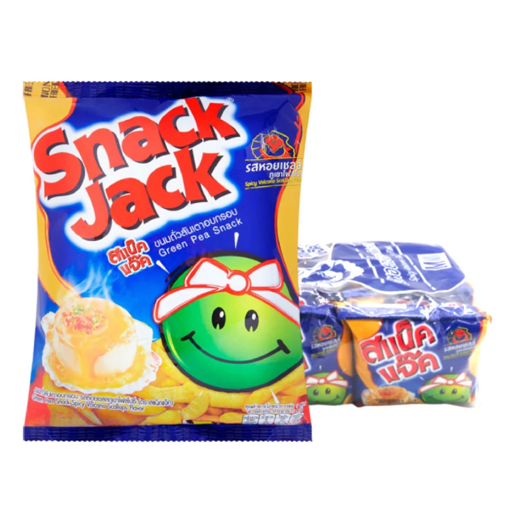 สแน็คแจ๊ค ถั่วลันเตาอบกรอบ รสหอยเชลล์ภูเขาไฟสไปซี่ 15 ก. x 12