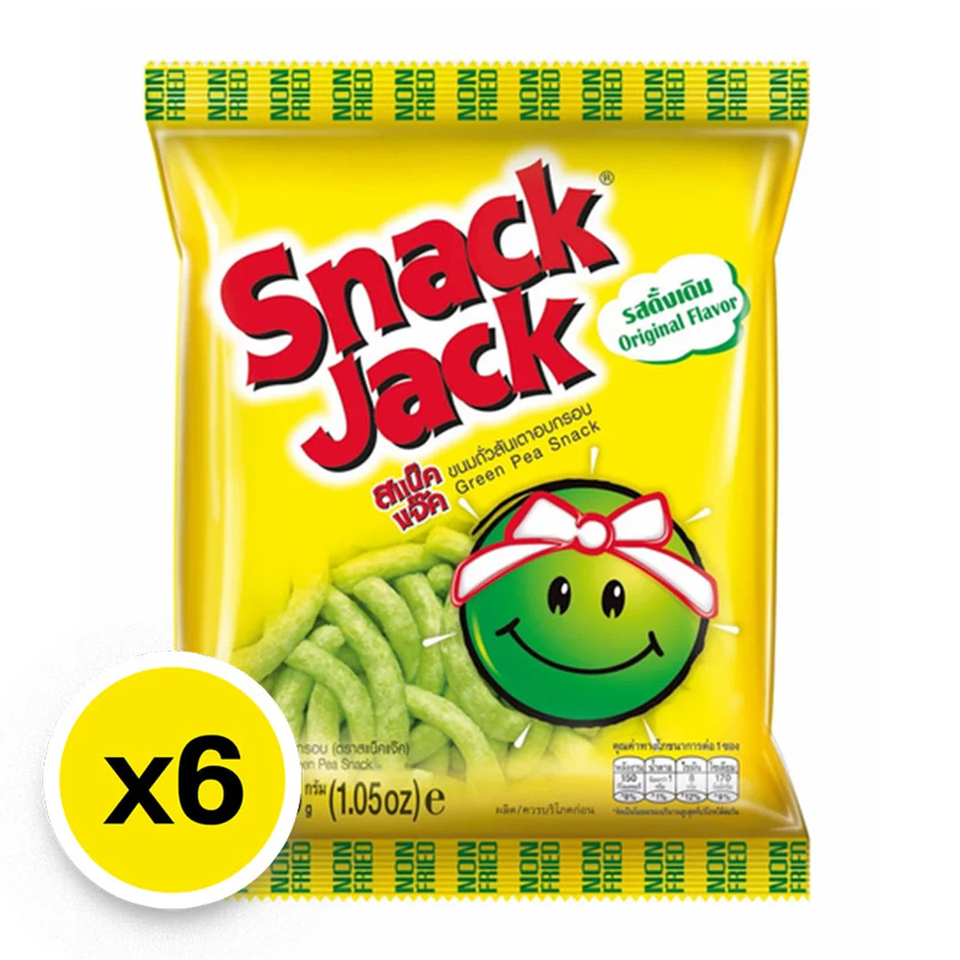 สแน็คแจ๊ค ขนมถั่วลันเตาอบกรอบ รสออริจินัล 30 ก. x 6