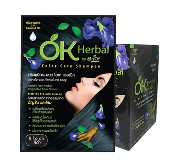 โอเค เฮอเบิล แชมพูปิดผมขาว สีดำ 30 มล. x 12