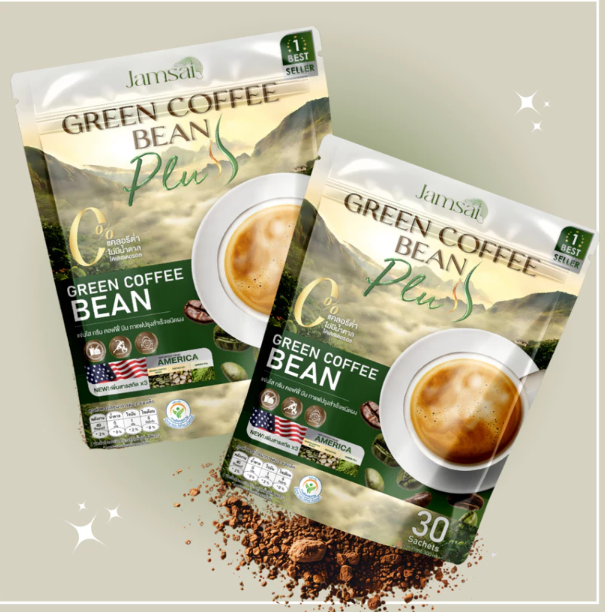 กาแฟ กรีนคอฟฟี่ บีน พลัส จากแบรนด์แจ่มใส 1 แพค = 30 ซอง