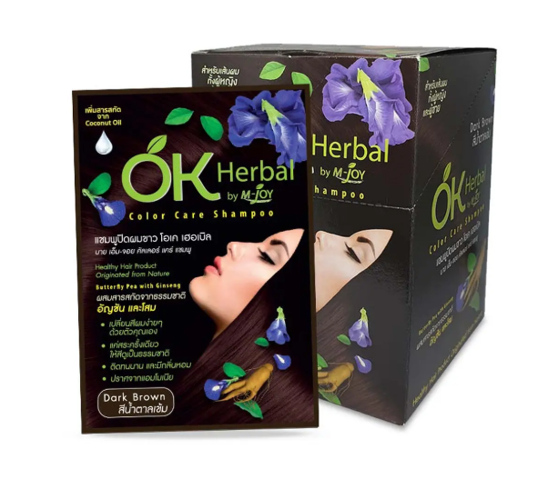 โอเค เฮอเบิล แชมพูปิดผมขาว สีน้ำตาลเข้ม 30 มล. x 12