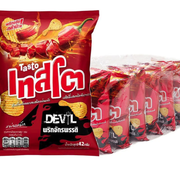 เทสโต เดวิล มันฝรั่งแผ่นหยัก รสพริกจักรพรรดิ์ 42 ก. x 6