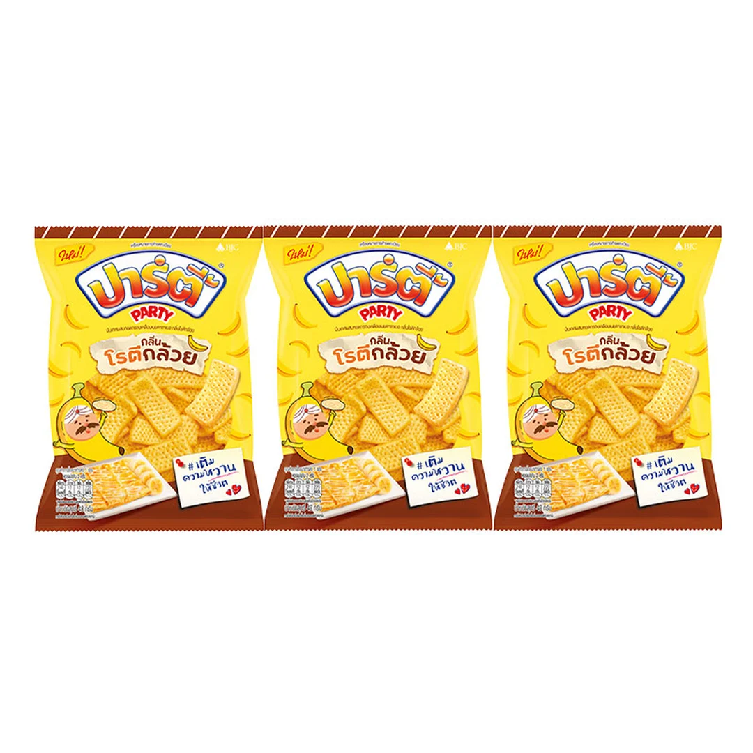 ปาร์ตี้ ขนมอบกรอบ รสโรตีกล้วยหอม 48 ก. x 3