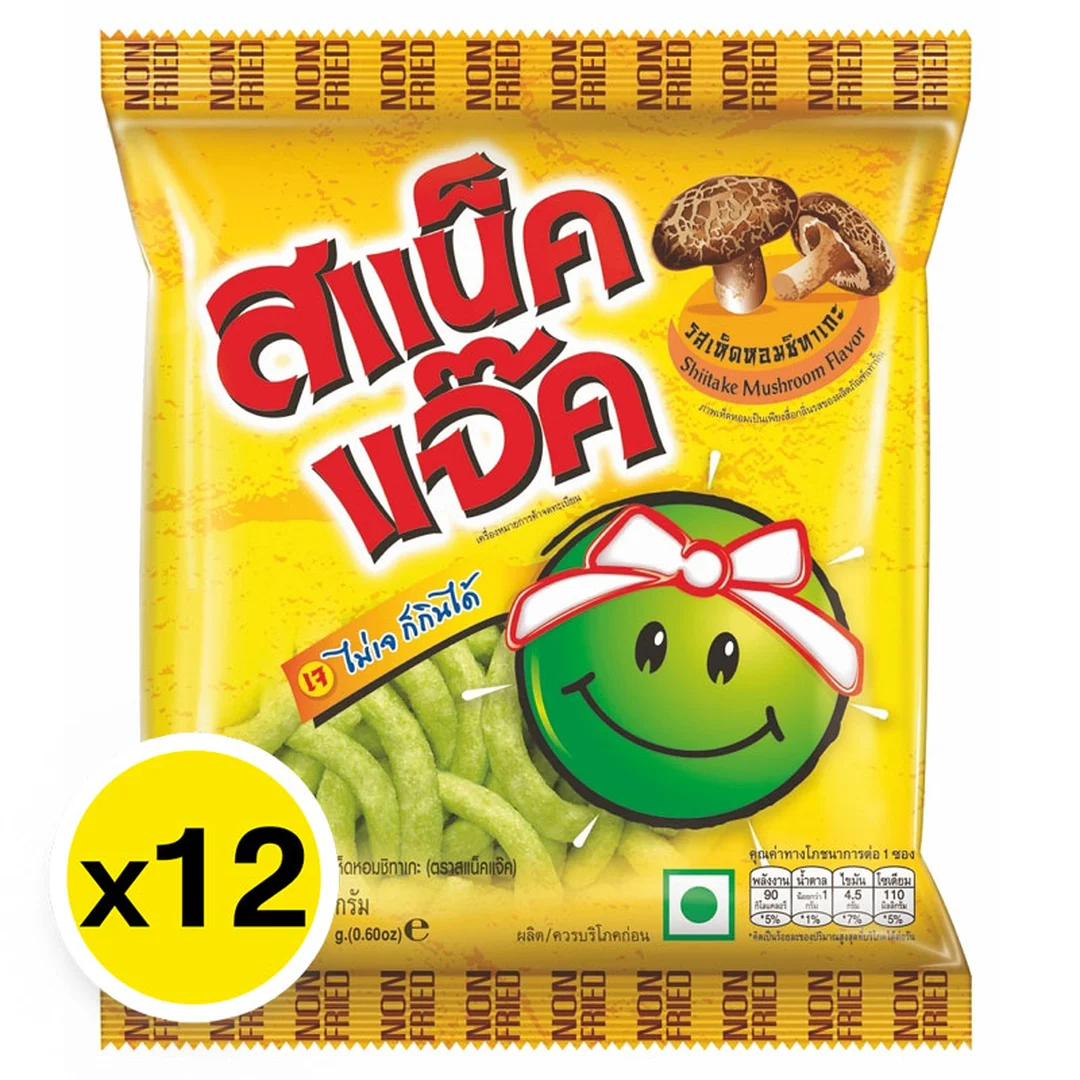 สแน็คแจ๊ค ขนมถั่วลันเตาอบกรอบ รสเห็ดหอมชิทาเกะ 17 ก. x 12