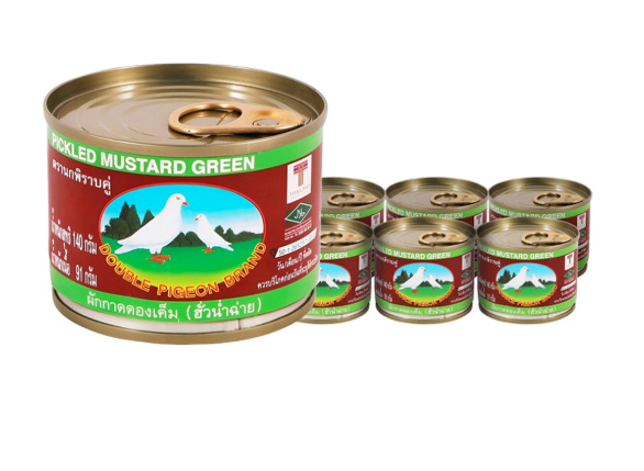 นกพิราบคู่ ผักกาดดอง ฝาดึง 140 ก. x 6