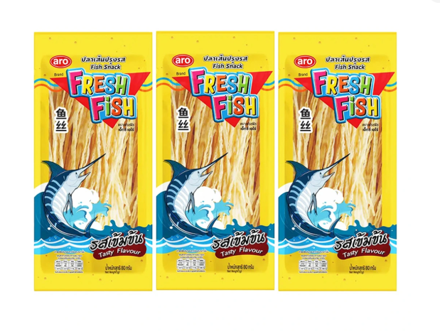 เอโร่ ปลาเส้นปรุงรส รสเข้มข้น 80 ก. x 3