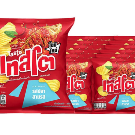 เทสโต มันฝรั่งแผ่นหยัก รสปลาสามรส 11 ก. x 12