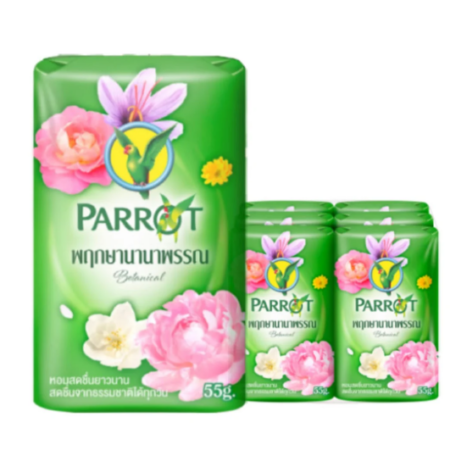 พฤกษานกแก้ว สบู่พฤกษา เขียว 55 ก. x 6