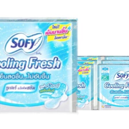 โซฟี คูลลิ่งเฟรช อัลตร้าสลิม ผ้าอนามัยแบบมีปีก 25 ซม. 5 ชิ้น x 6